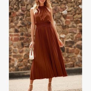 Burnt Orange Knee Length Dress - Pretty Garden